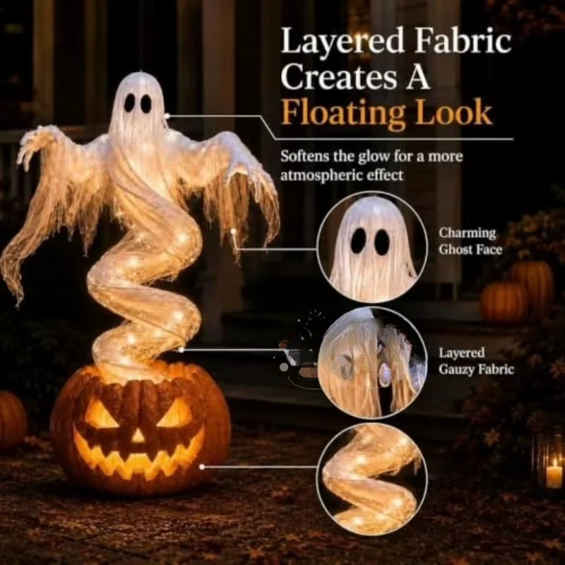 Rising Ghost Pumpkin Light | Spooky Halloween Decor🎃
