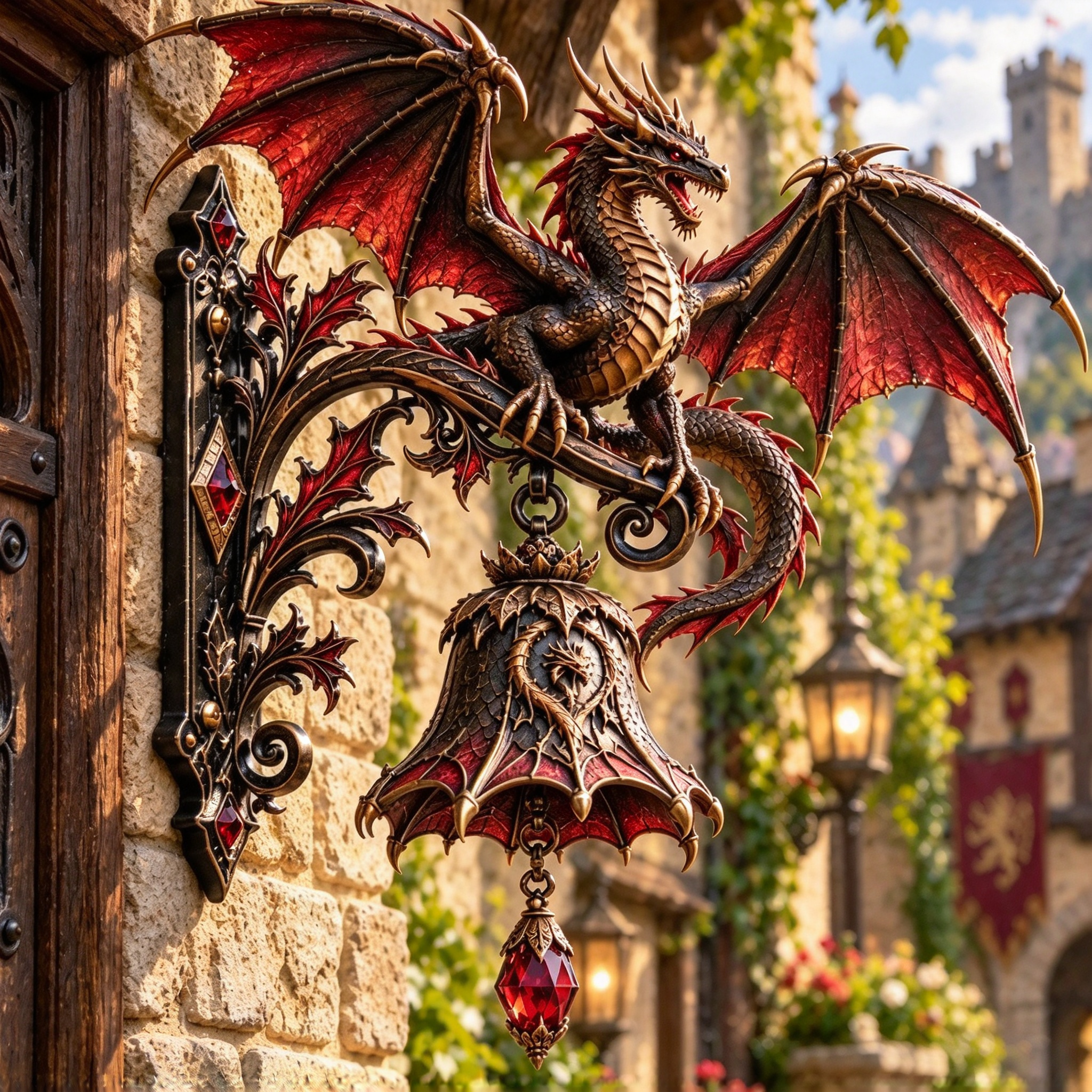 🐉 Elder Guardian Door Chime – Gothic Dragon & Gargoyle Wall Bell 🐉