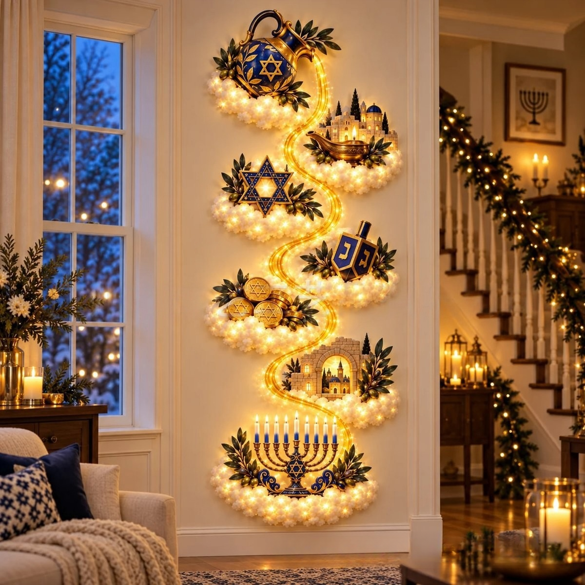 🎄 Winter Village Chandelier – 3D Christmas Hanging Light with Crystal Accents 🎄