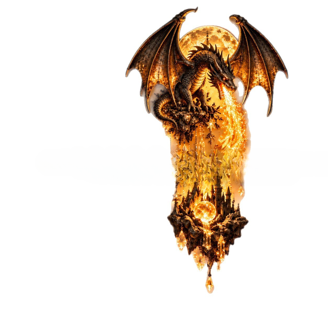 🐉 Lunar Dragon Wall Decor – Lighted Fantasy Castle Wall Sculpture 🐉