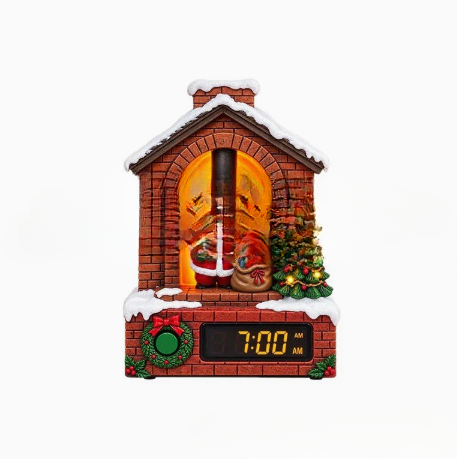 Santa Fireplace Glow Clock – Festive Light-Up Holiday Decor🎅