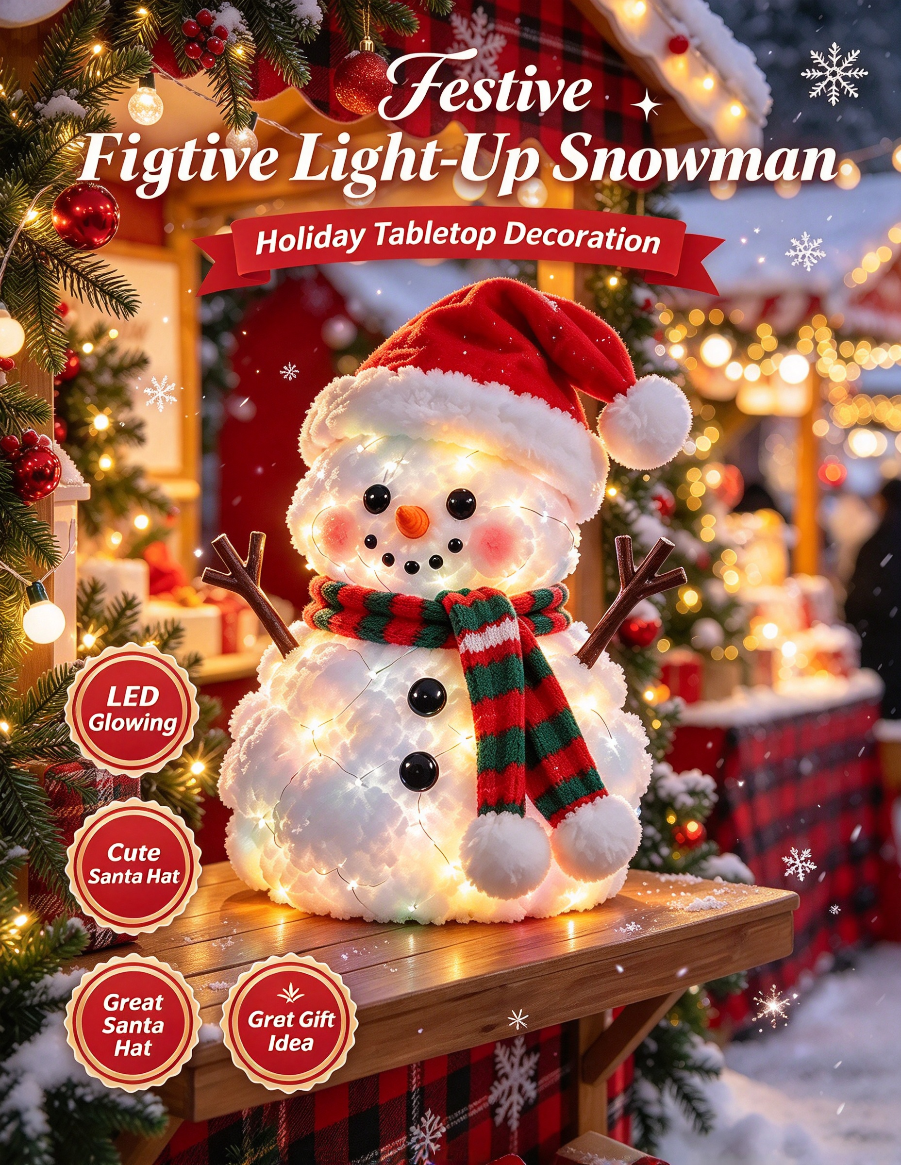 Light-up snowman displayed in a cozy Christmas room