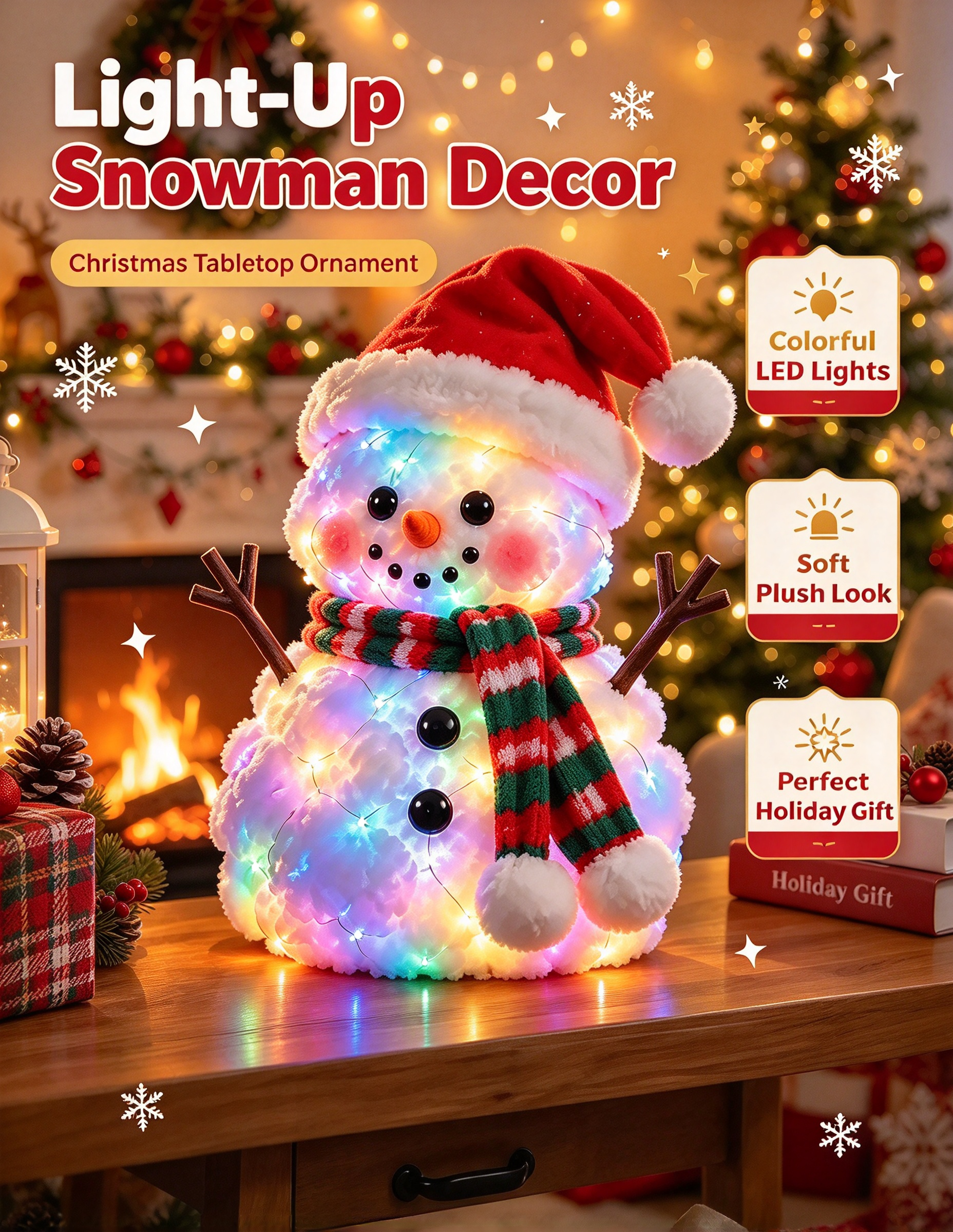 Light-up plush Christmas snowman