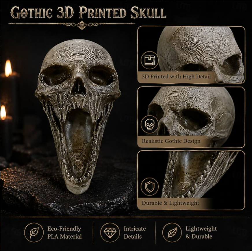 Gothic Skull Relic Sculpture 