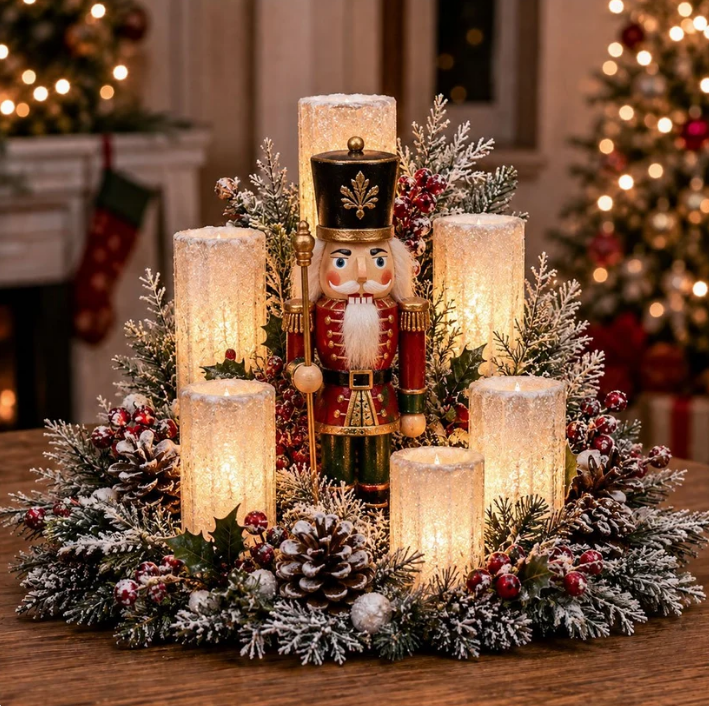 Holiday Glow Centerpiece – Flameless LED Christmas Table Decor✨