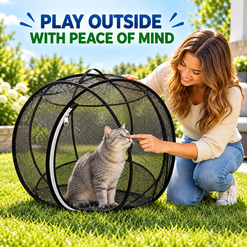 🔥 LAST DAY 49% OFF 🔥 Portable Pop-Up Cat Playpen | Breathable Mesh Enclosure for Indoor & Outdoor 🐱🌿