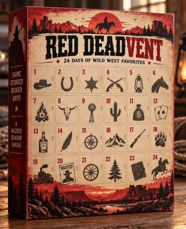 Wild West 24-day advent calendar with 24 vintage western-style keychains
