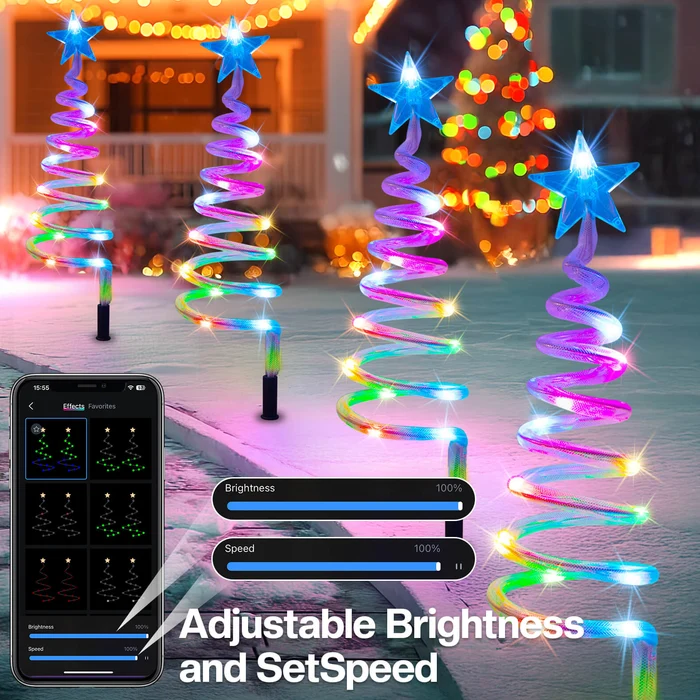 Smart LED Pathway Trees – 8-Pack Color-Changing Christmas Decor🎄