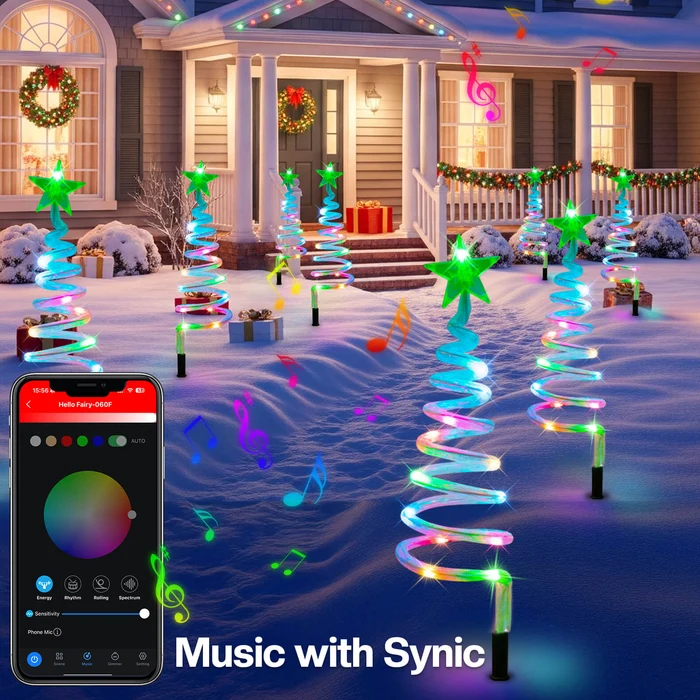 Smart LED Pathway Trees – 8-Pack Color-Changing Christmas Decor🎄