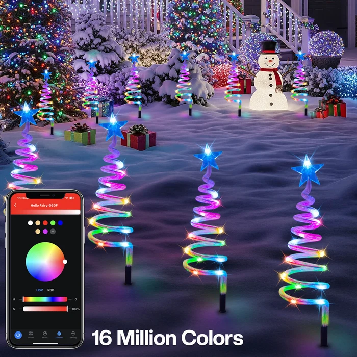 Smart LED Pathway Trees – 8-Pack Color-Changing Christmas Decor🎄