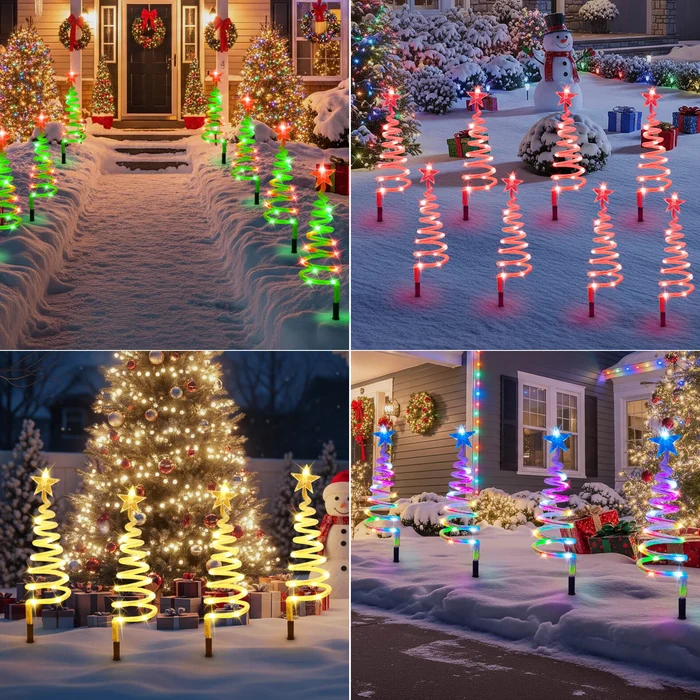Smart LED Pathway Trees – 8-Pack Color-Changing Christmas Decor🎄