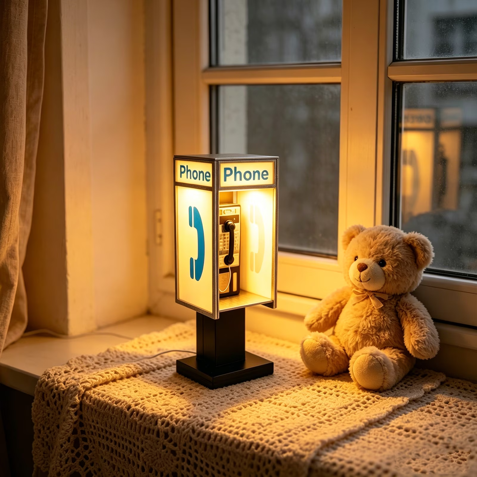 💡Vintage Telephone Booth Table Lamp