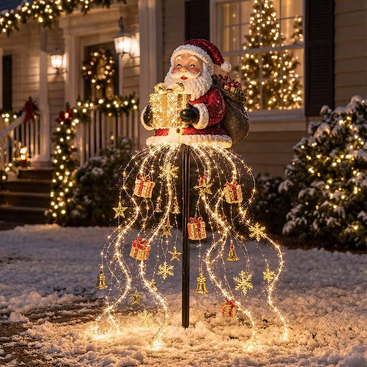 ❄️Santa's Gift Fountain Light – Solar Christmas Yard Stake Decor🎅
