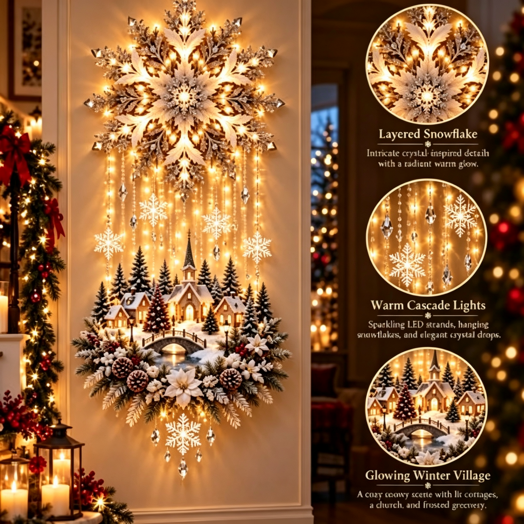 ❄️ Snowy Haven – Lighted Winter Village Wall Decor ❄️