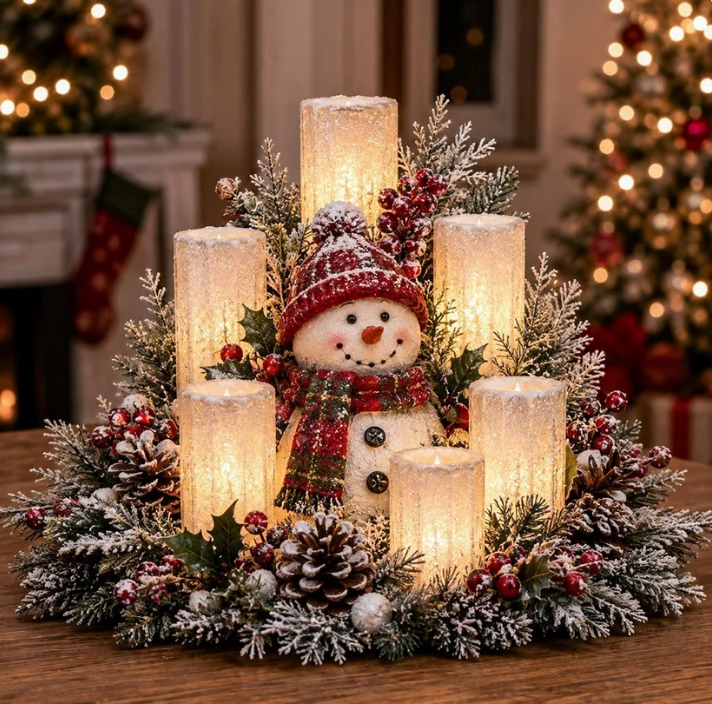 Holiday Glow Centerpiece – Flameless LED Christmas Table Decor✨