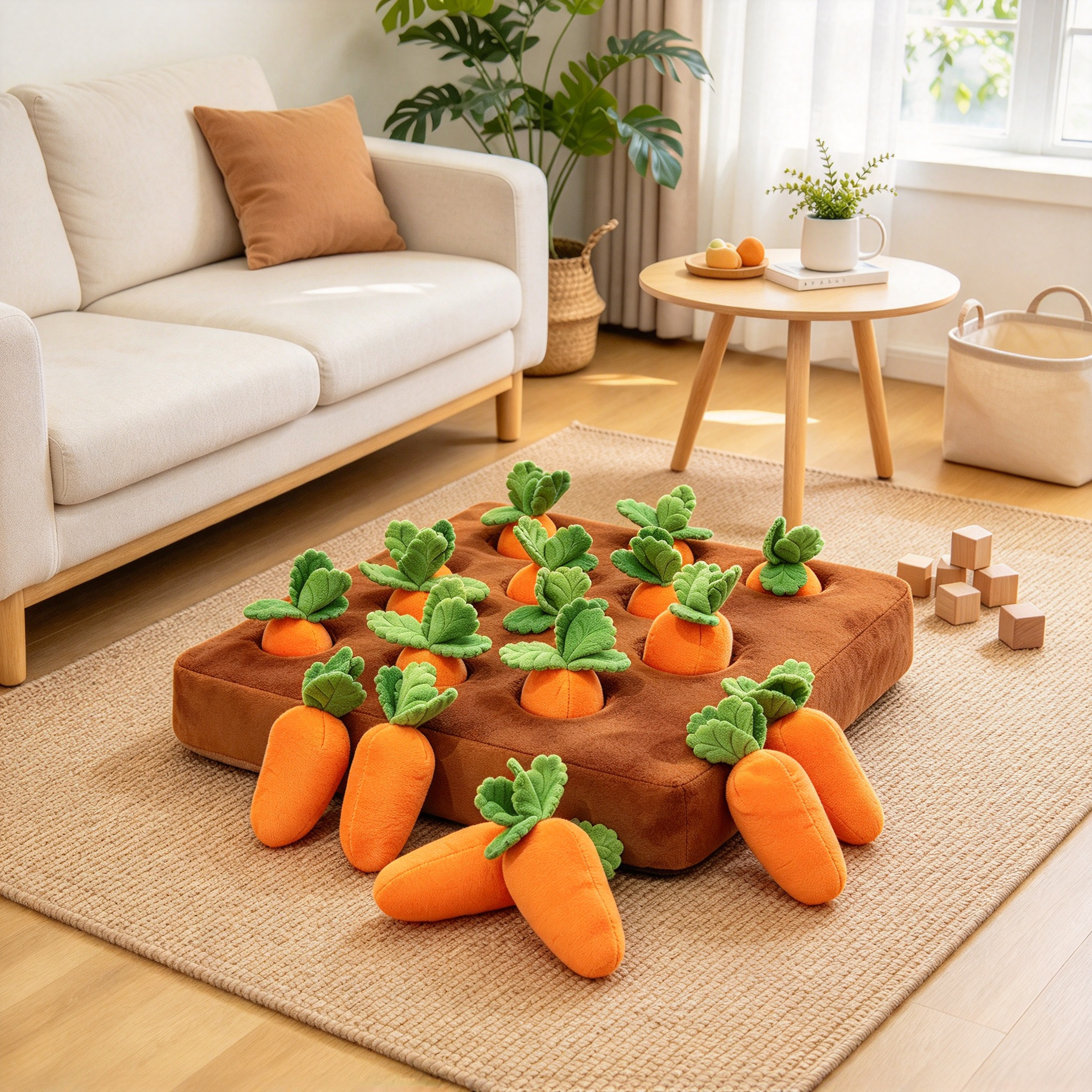 🥕 Carrot Patch Plush Chew Toy – Interactive Tug & Play for Pets 🐶