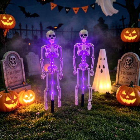Graveyard Guardian Solar Light Gothic Skeleton Garden Stake Lamp