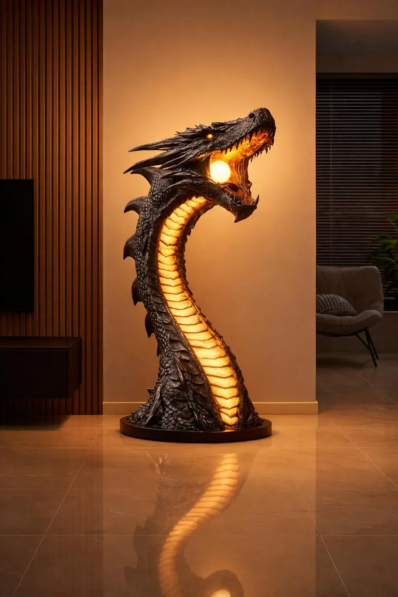 Dragon Flame Guardian™ Mystical Fire Dragon LED Sculpture
