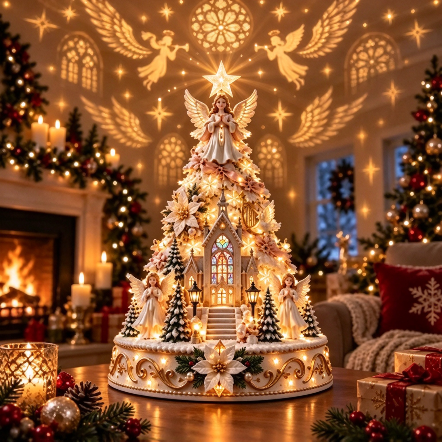 🕊️ Heavenly Glow – Lighted Angel Christmas Tree with Projection 🕊️