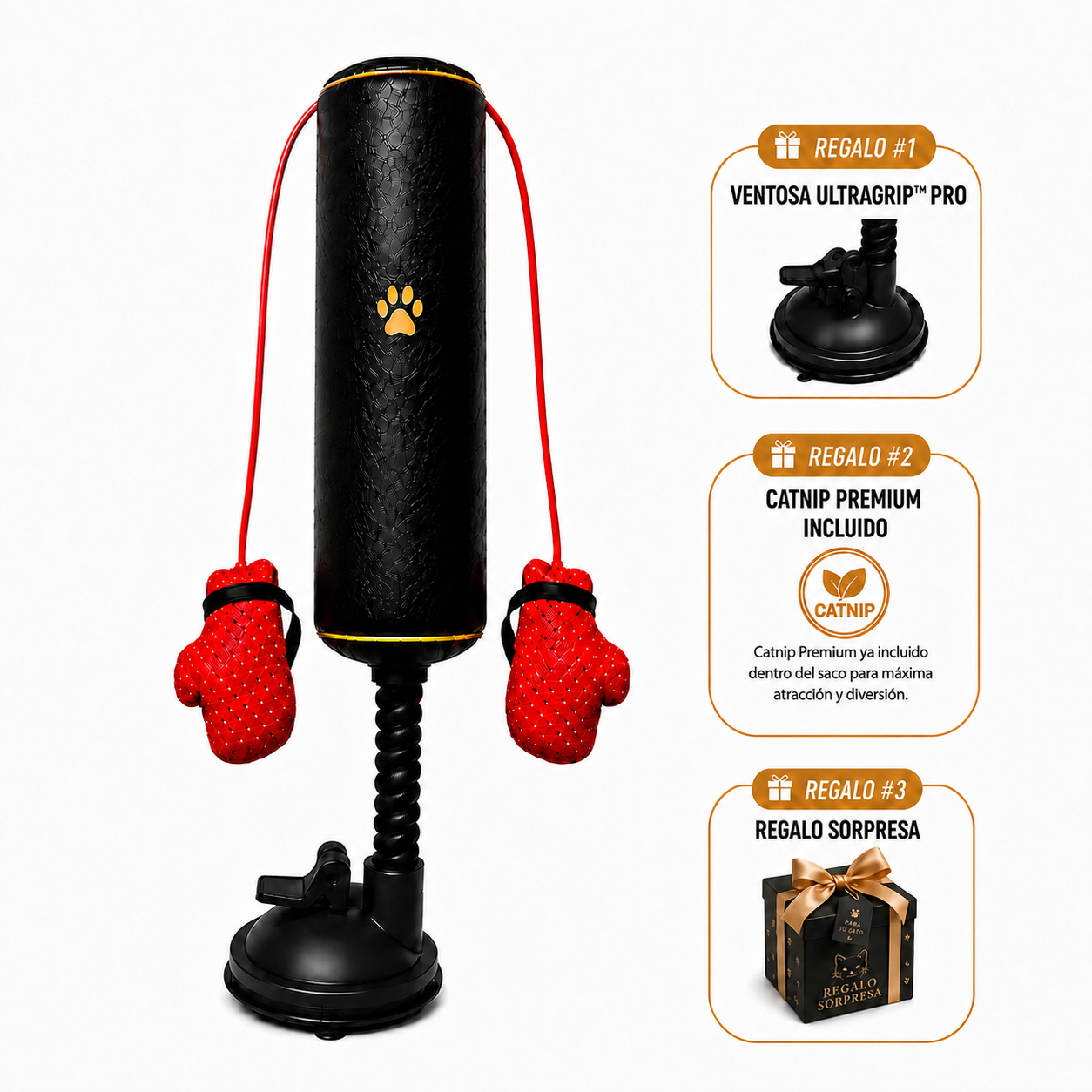 Cat Punching Bag Interactive Toy | Suction Cup Cat Boxing Bag with Catnip for Indoor Cats Exercise