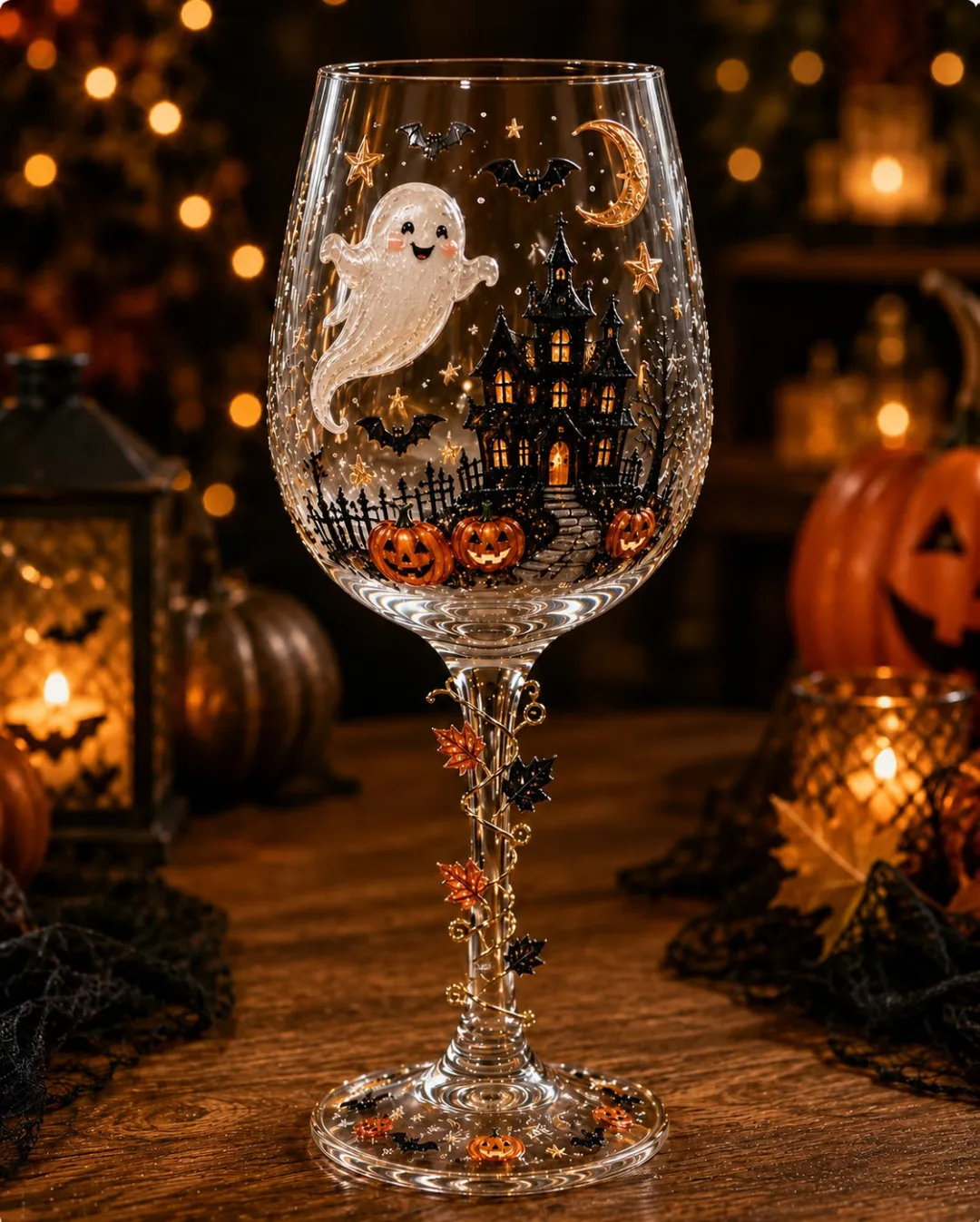 Enchanted Halloween Wine Glass Gift Set – Festive Drinkware Collection🎃