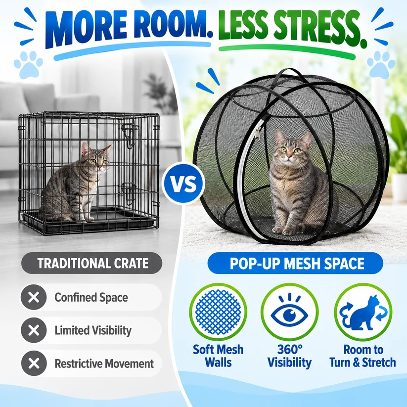 🔥 LAST DAY 49% OFF 🔥 Portable Pop-Up Cat Playpen | Breathable Mesh Enclosure for Indoor & Outdoor 🐱🌿