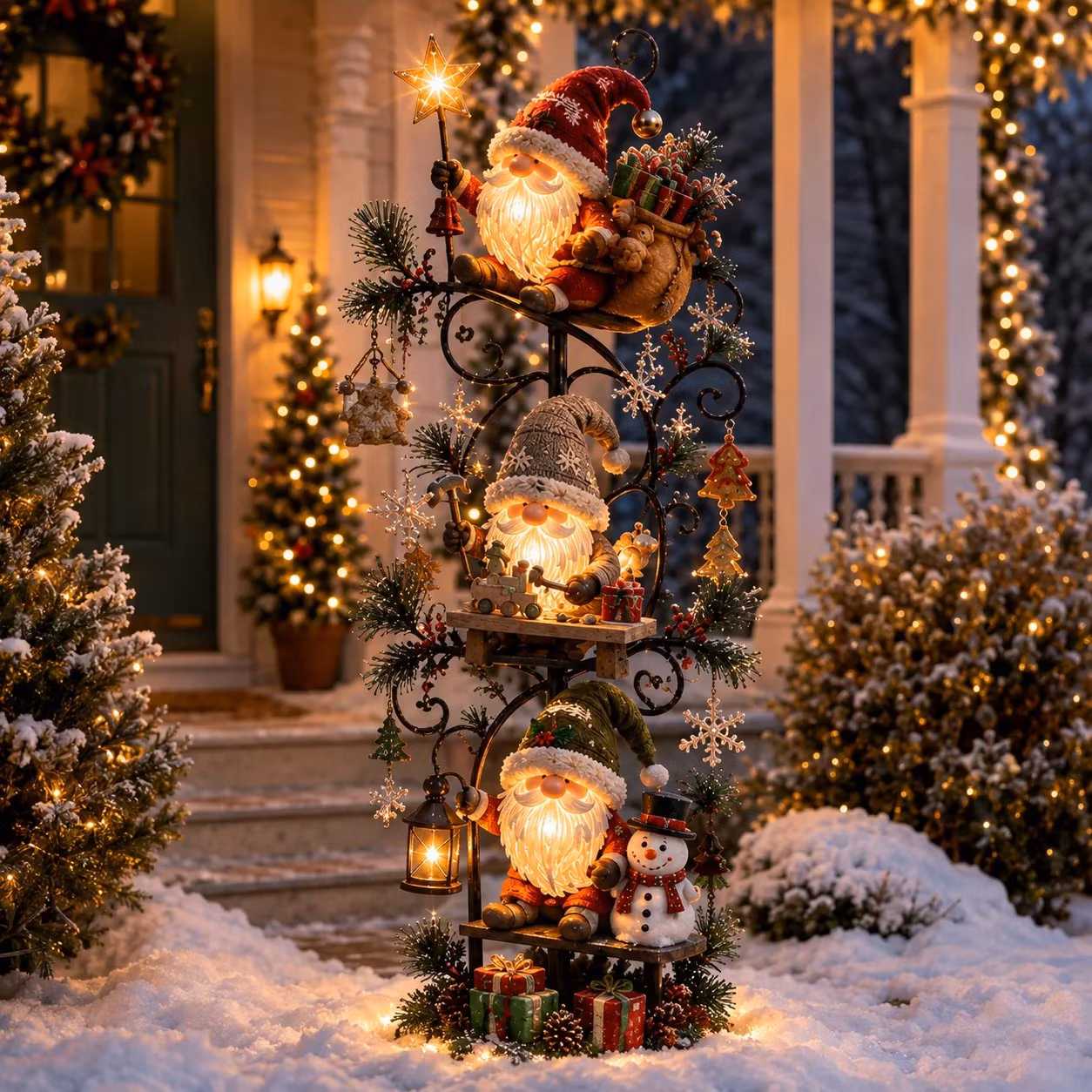 Gnome Workshop Solar Garden Light – Storybook Holiday Yard Decor🏡🎄
