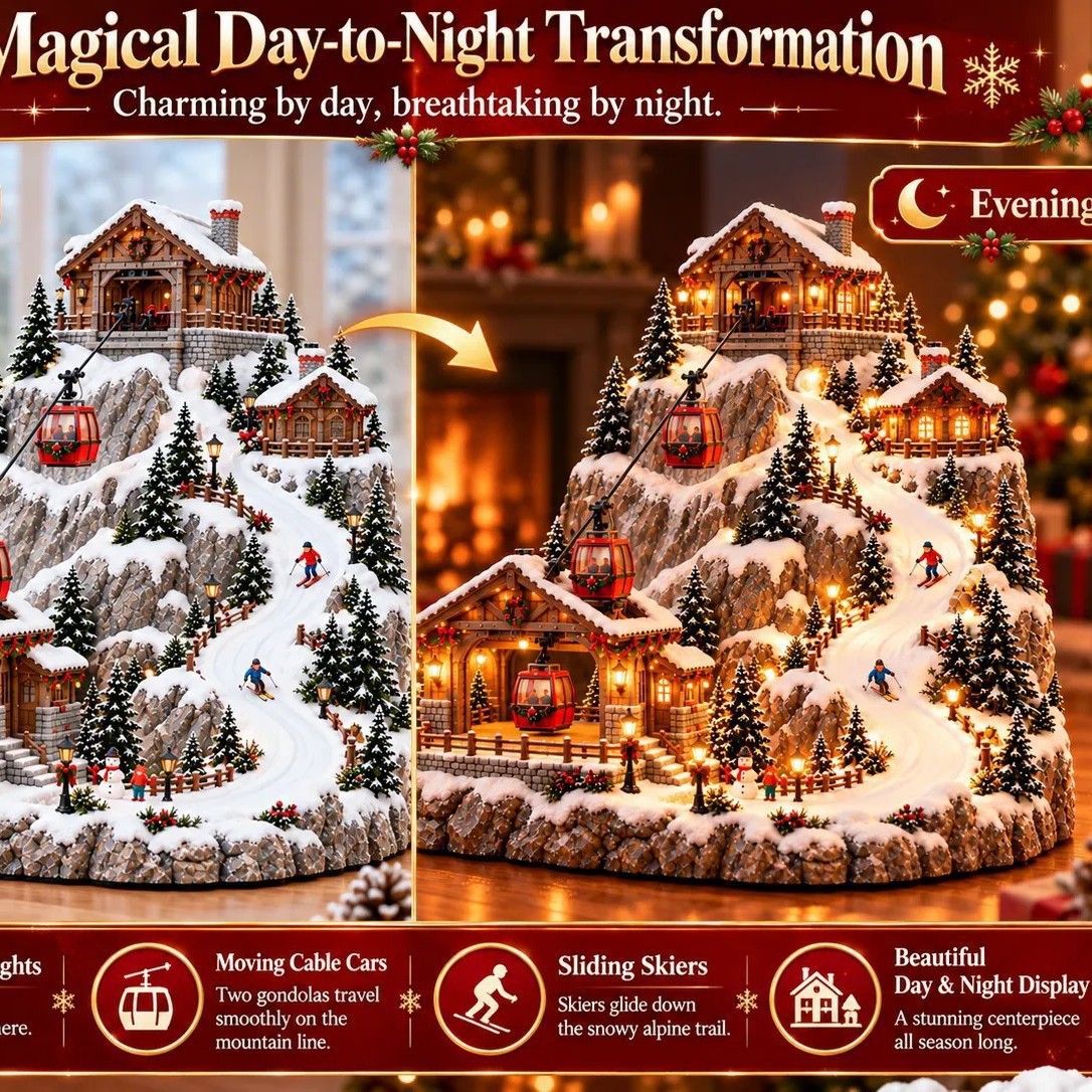 Day and night transformation of ski village
