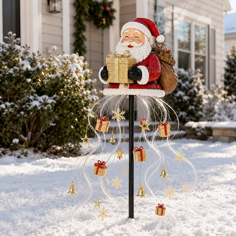 ❄️Santa's Gift Fountain Light – Solar Christmas Yard Stake Decor🎅