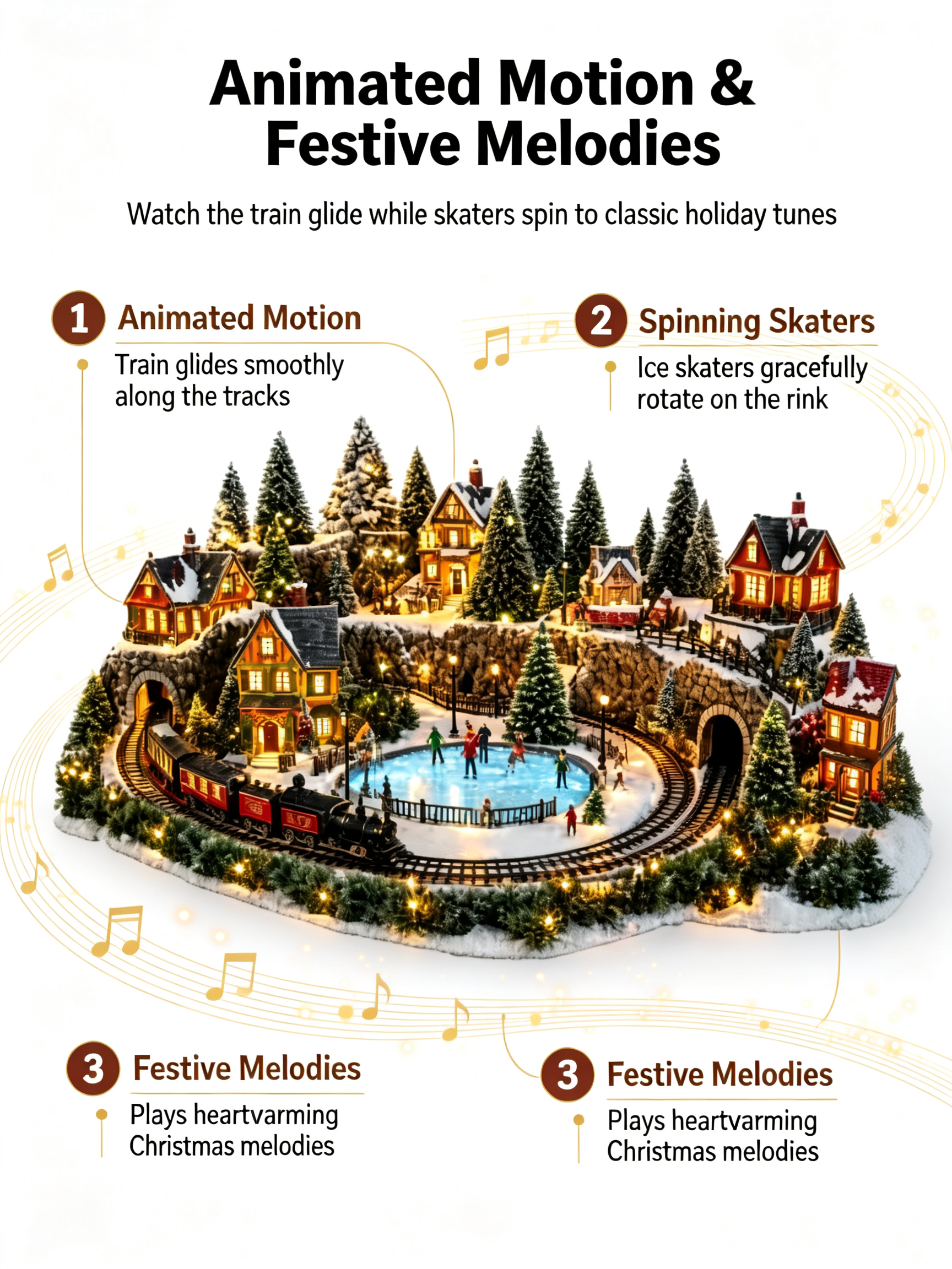 🔥 LAST DAY 49% OFF 🔥 Animated Holiday Train & Ice Rink Scene ✨