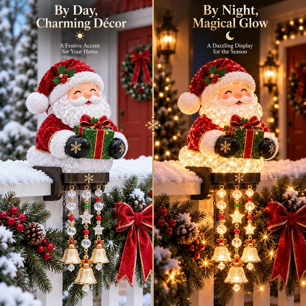 Holiday Railing Charm – Christmas Porch Decor with Warm Glow🎄