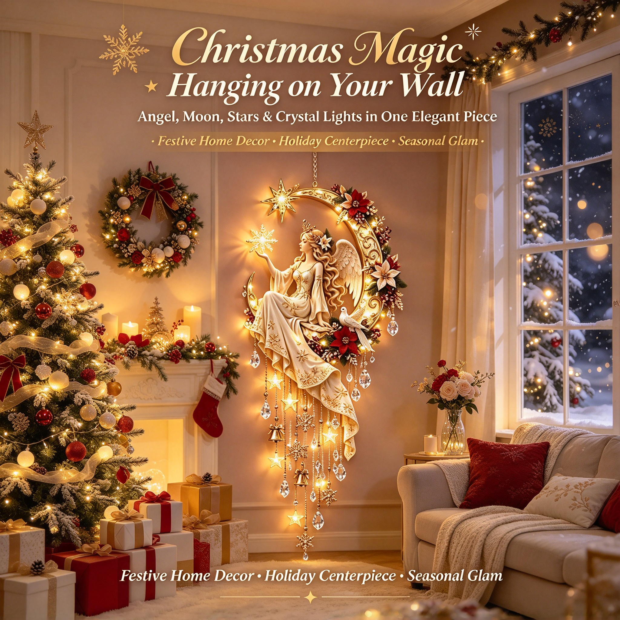 ✨ 49% OFF TODAY ✨ Starlight Angel Moon Wall Decor | Warm Your Home with Heavenly Sparkle 🕯️