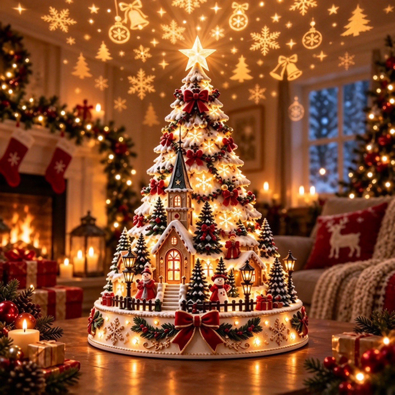 🕊️ Heavenly Glow – Lighted Angel Christmas Tree with Projection 🕊️