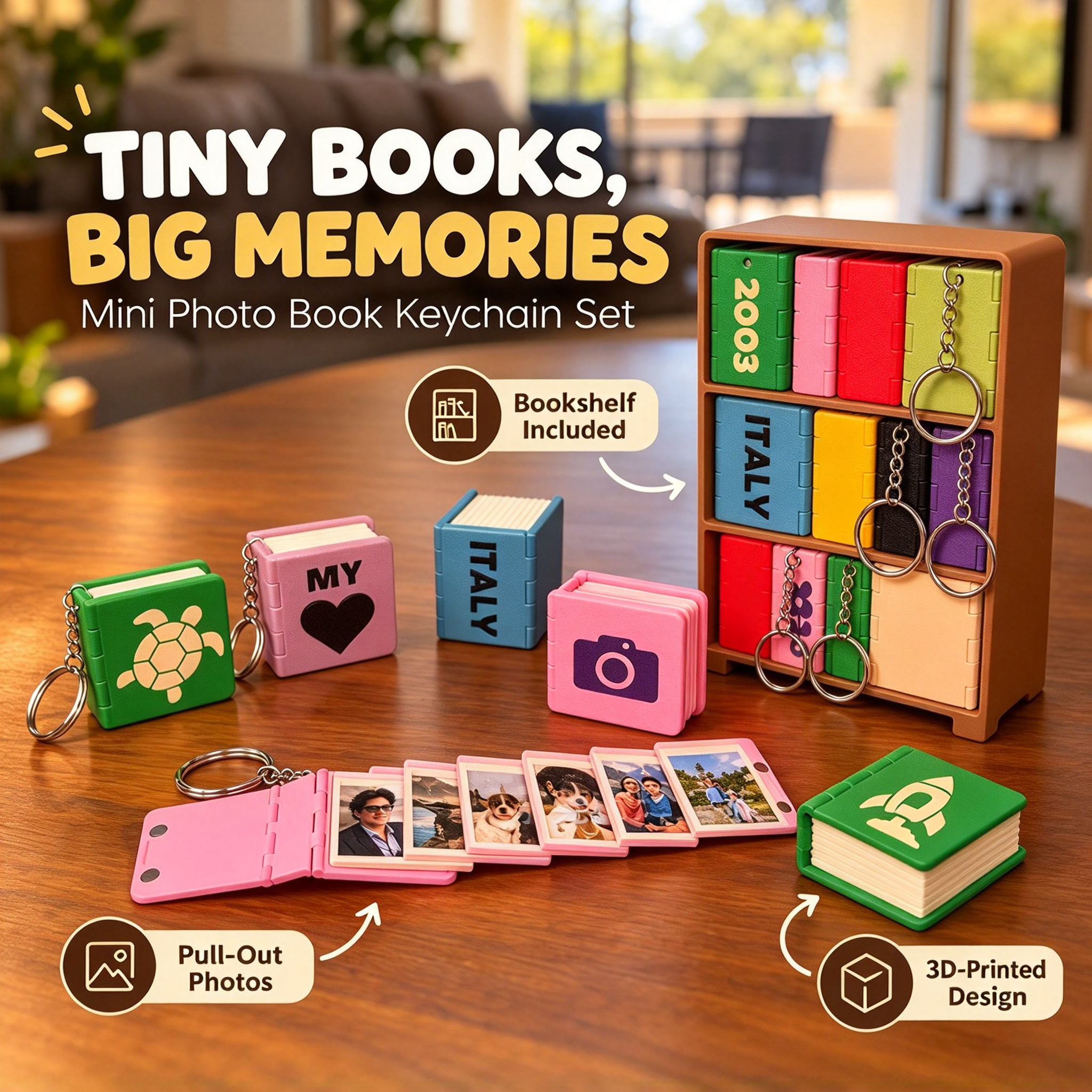 🔥 LAST DAY 49% OFF 🔥 KEY BOOK - Custom Mini Photo Book Keychain | Personalized Gift 📖🔑