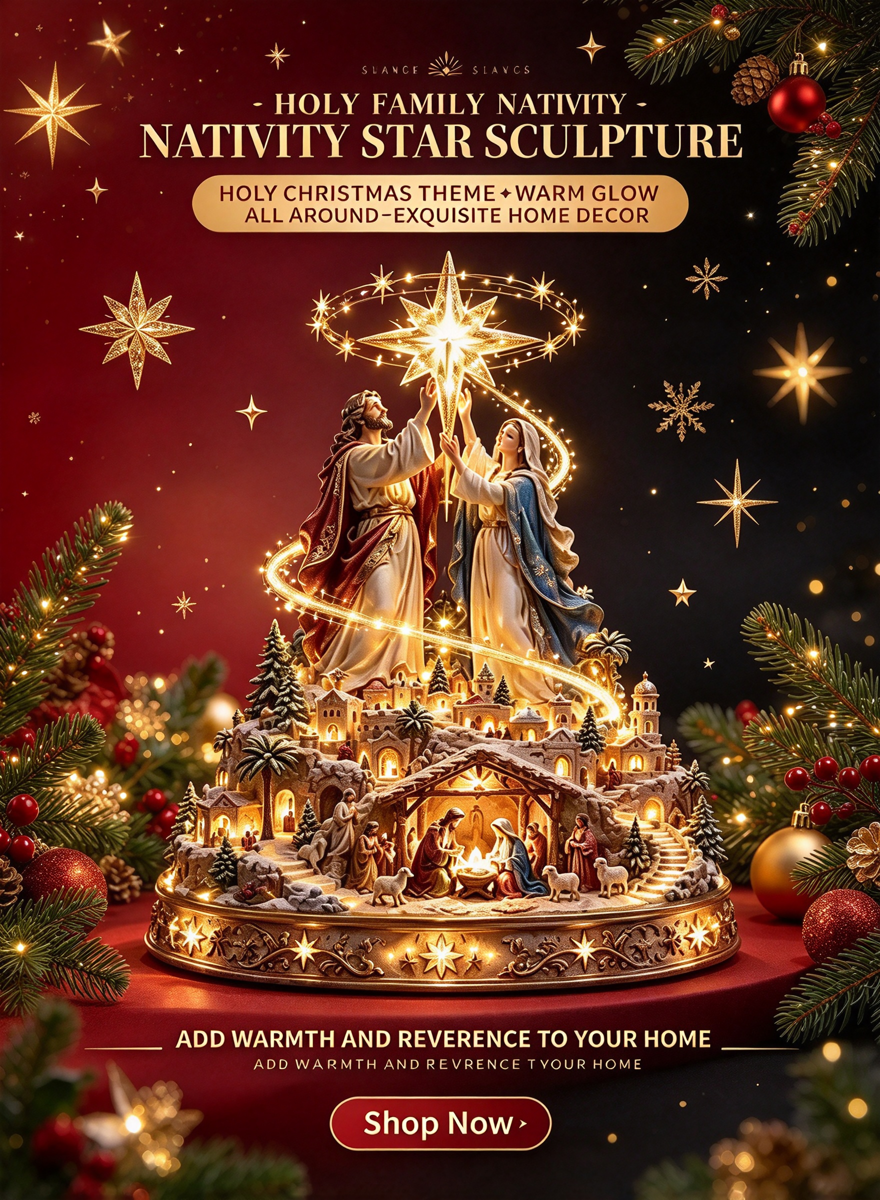 Nativity sculpture holiday decor display