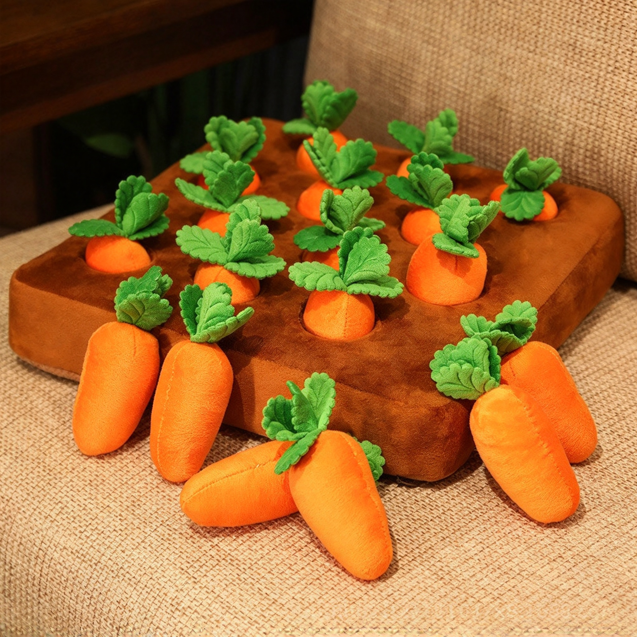 🥕 Carrot Patch Plush Chew Toy – Interactive Tug & Play for Pets 🐶