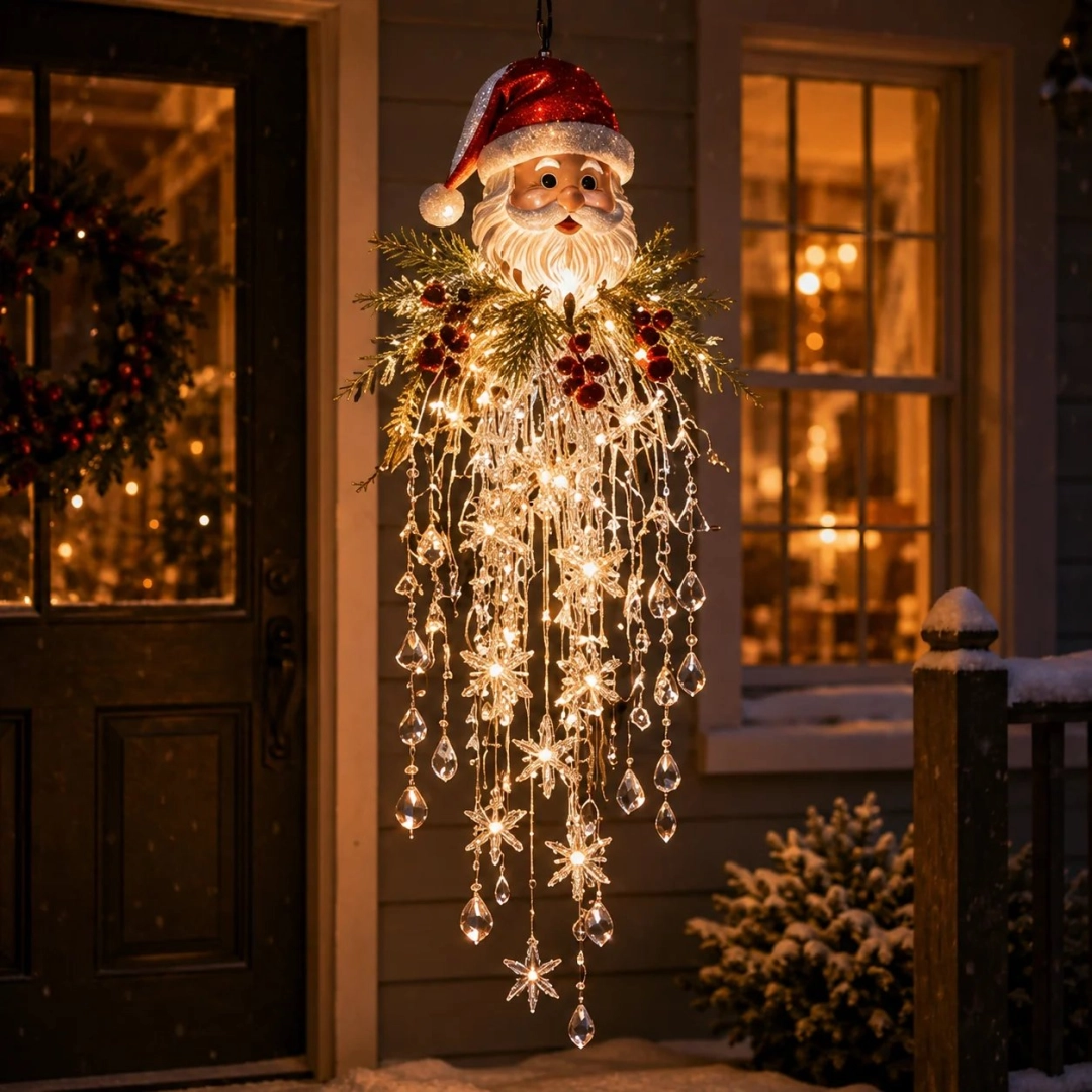 Frostfall Crystal Ornament – Hanging Snowflake LED Porch Light❄️