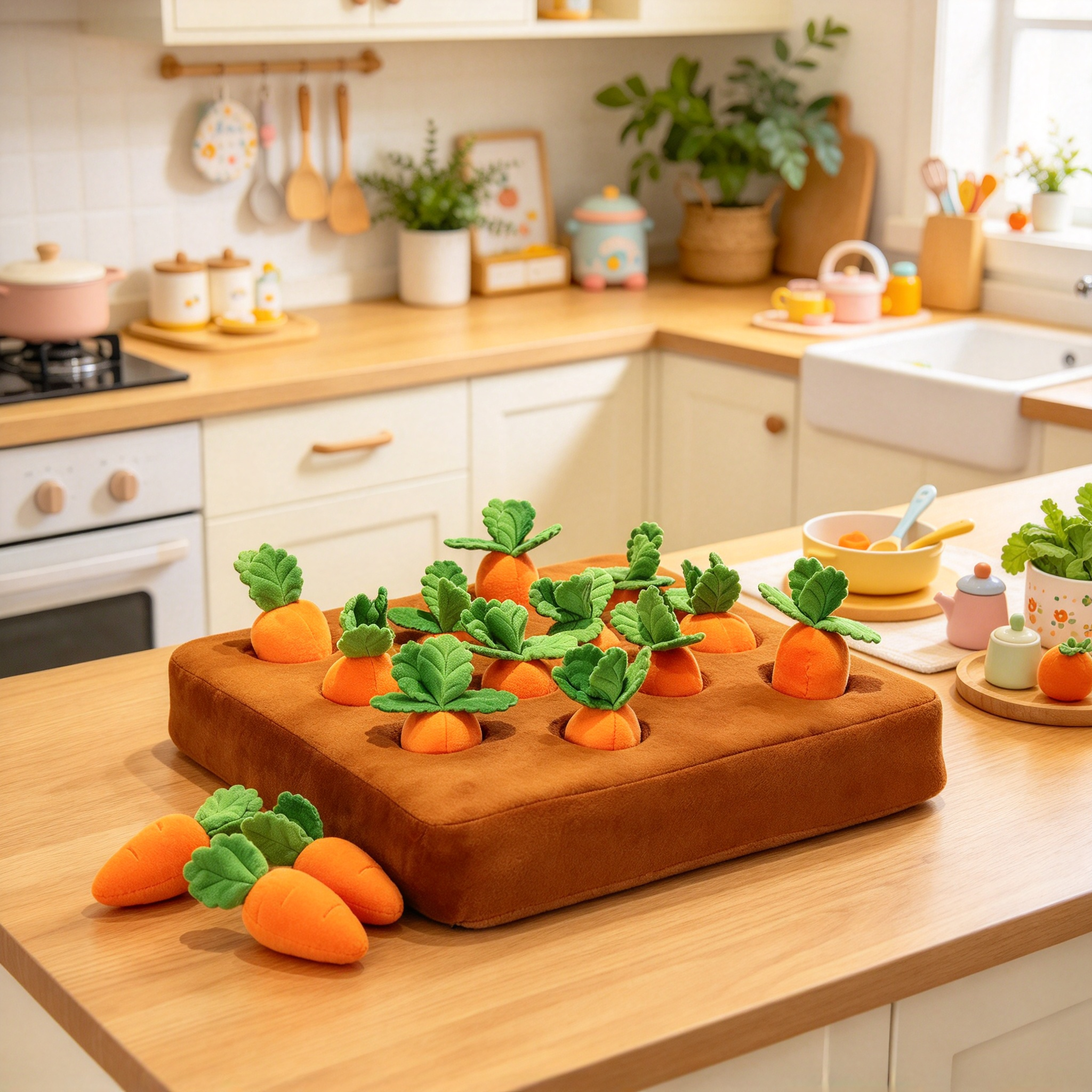 🥕 Carrot Patch Plush Chew Toy – Interactive Tug & Play for Pets 🐶