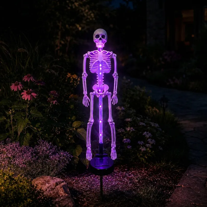 Graveyard Guardian Solar Light Gothic Skeleton Garden Stake Lamp
