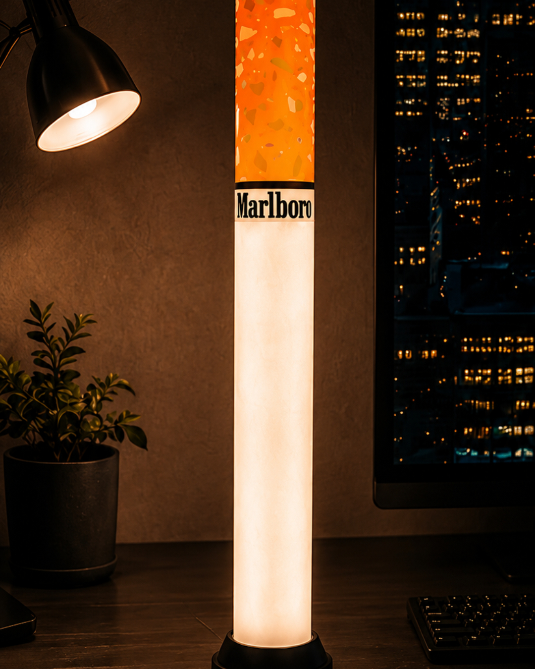 🚬 Cigarette Tube Shaped Marlboro Style Floor Lamp | Retro Industrial Novelty Ambient Light