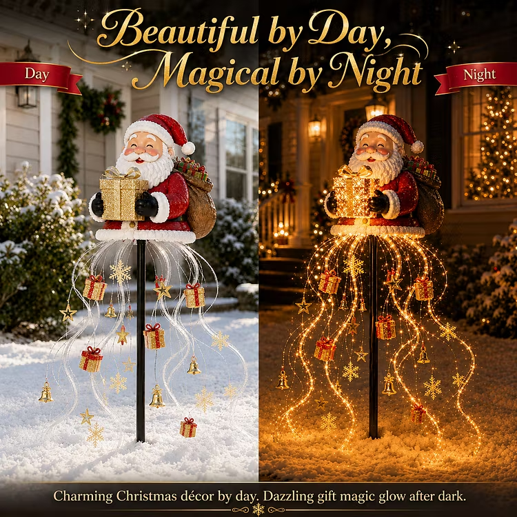 ❄️Santa's Gift Fountain Light – Solar Christmas Yard Stake Decor🎅