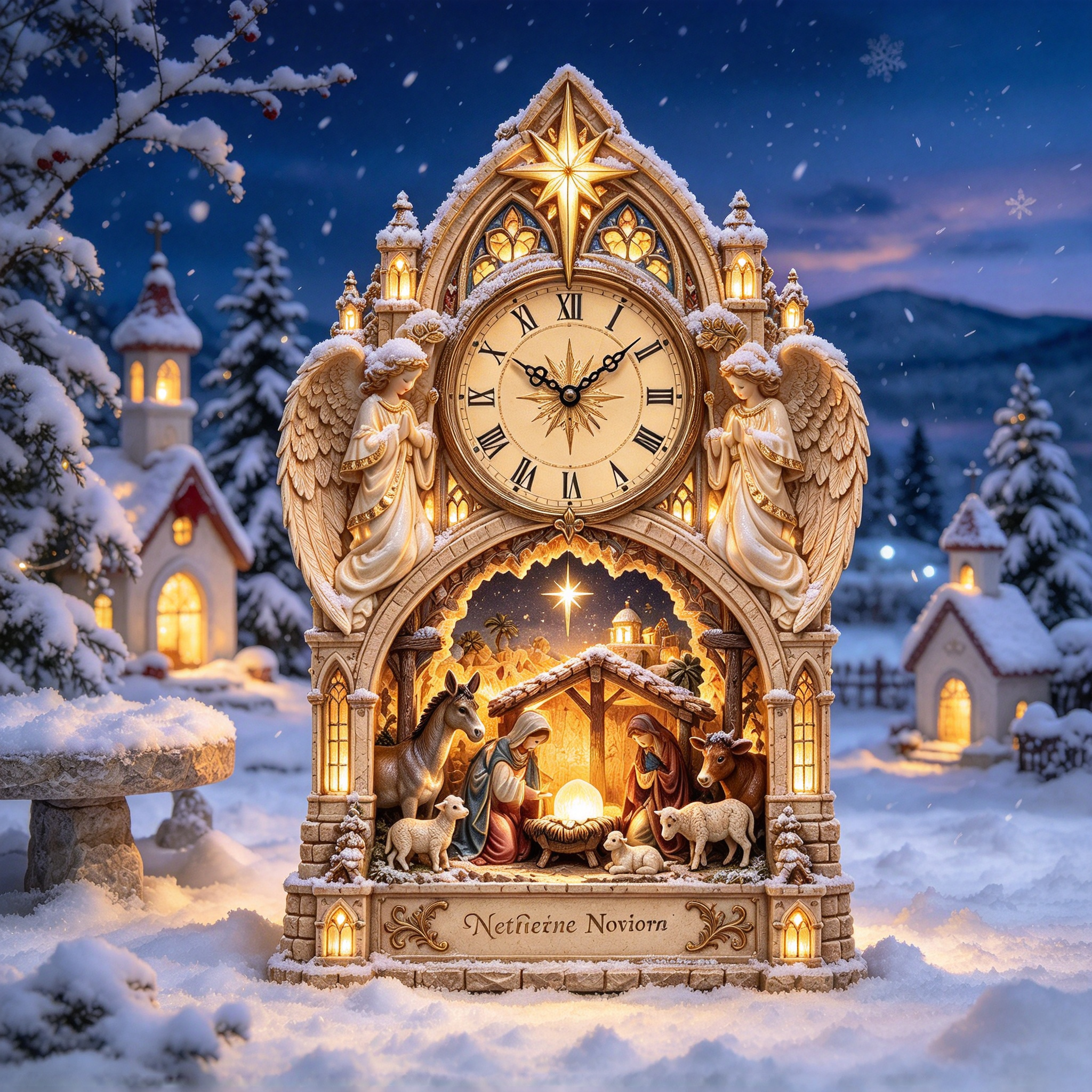 Cathedral Nativity clock product detail view
