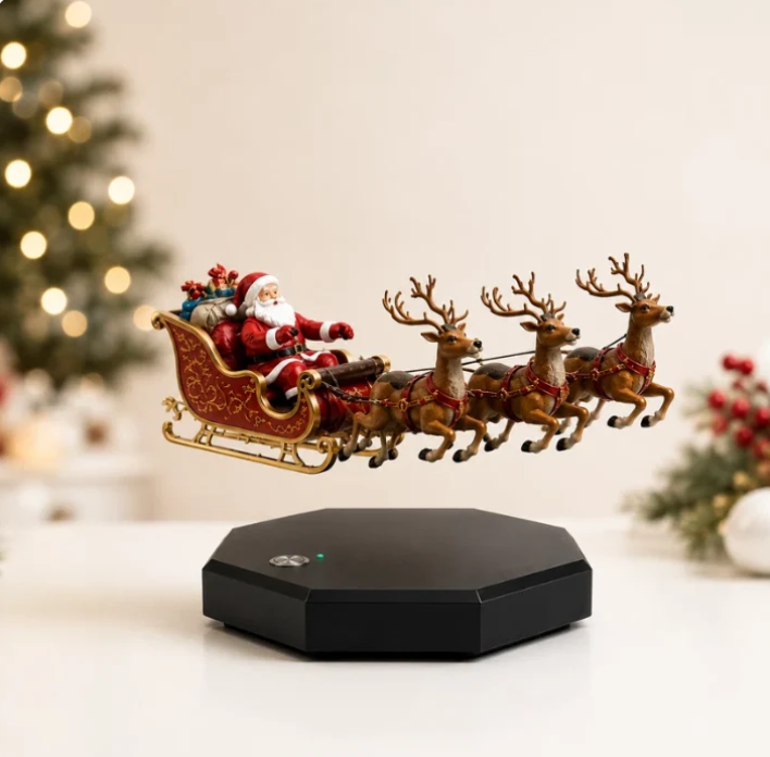 Santa’s Flight – Floating Christmas Decoration | Magnetic Levitation LED Display🎅