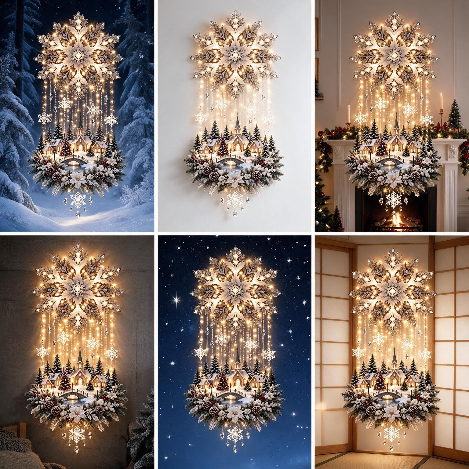 ❄️ Snowy Haven – Lighted Winter Village Wall Decor ❄️