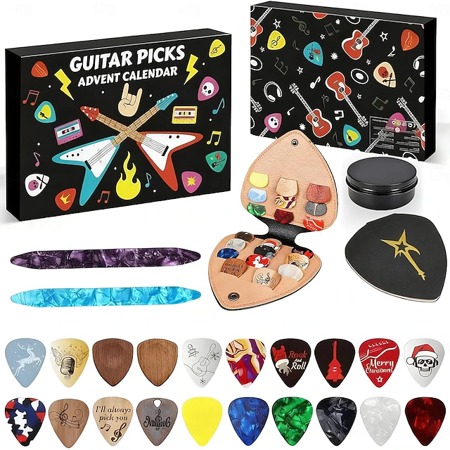 🔥 49% OFF THIS WEEK! 🎸 24 Days of Guitar Picks + Leather Holder & Tin! 🎅