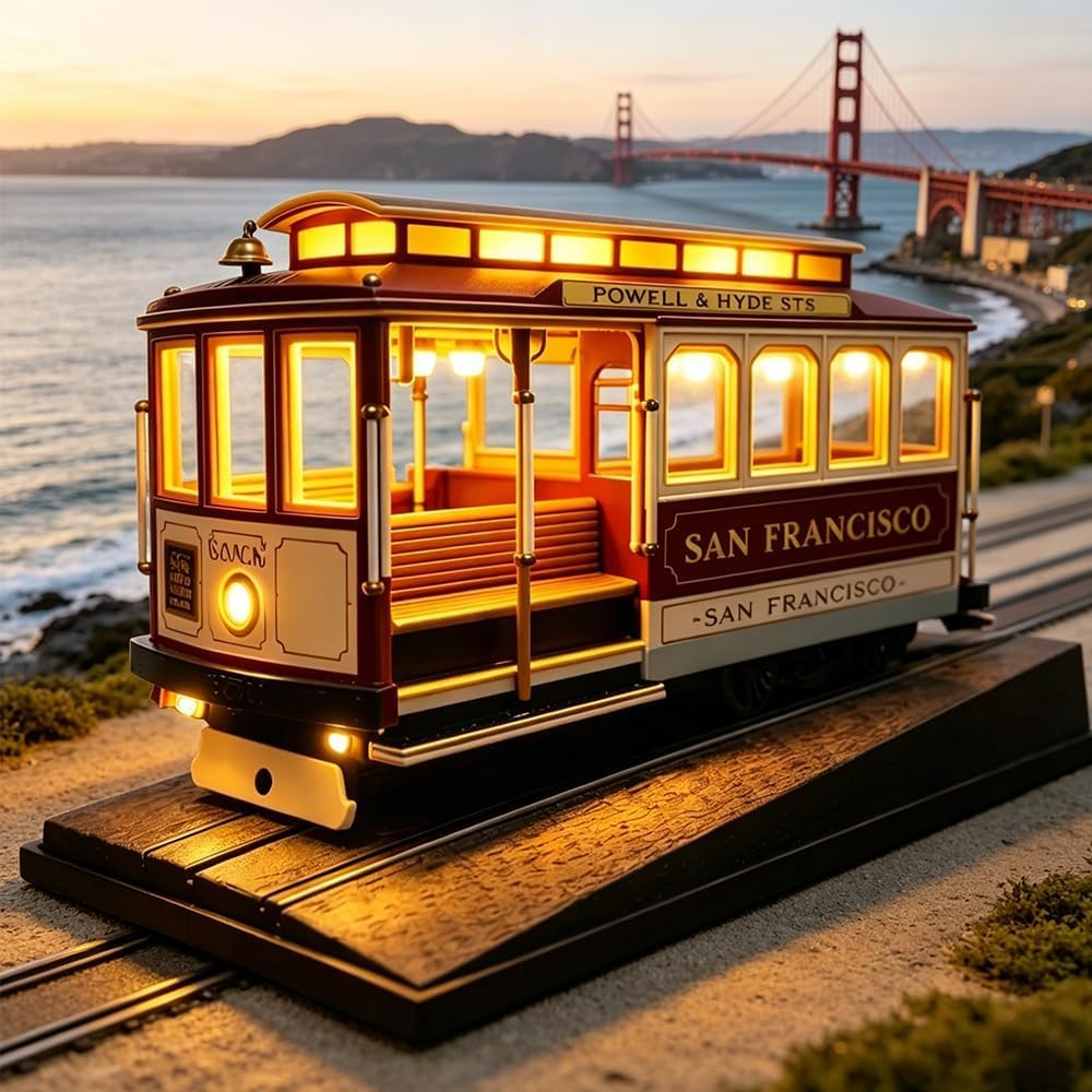 Vintage City Tram Mini Diorama LED Desk Lamp