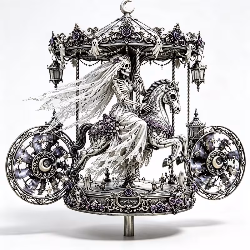 🖤 Eternal Vow – Gothic Bride Garden Stake | Motorcycle & Carousel Styles 🖤