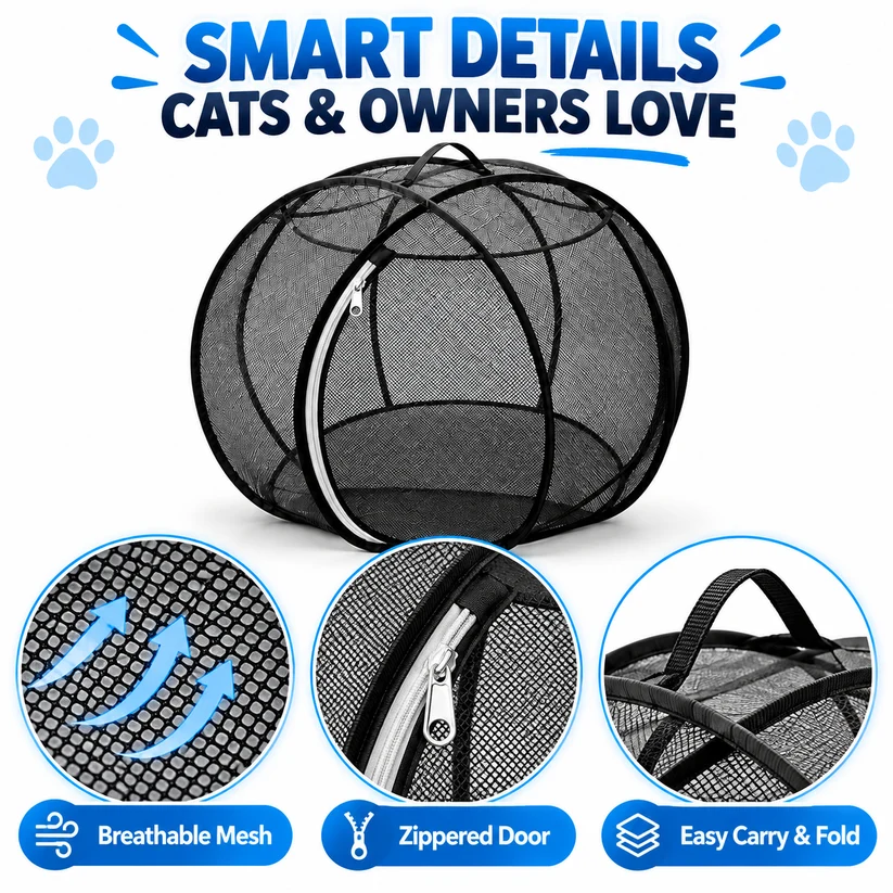 🔥 LAST DAY 49% OFF 🔥 Portable Pop-Up Cat Playpen | Breathable Mesh Enclosure for Indoor & Outdoor 🐱🌿