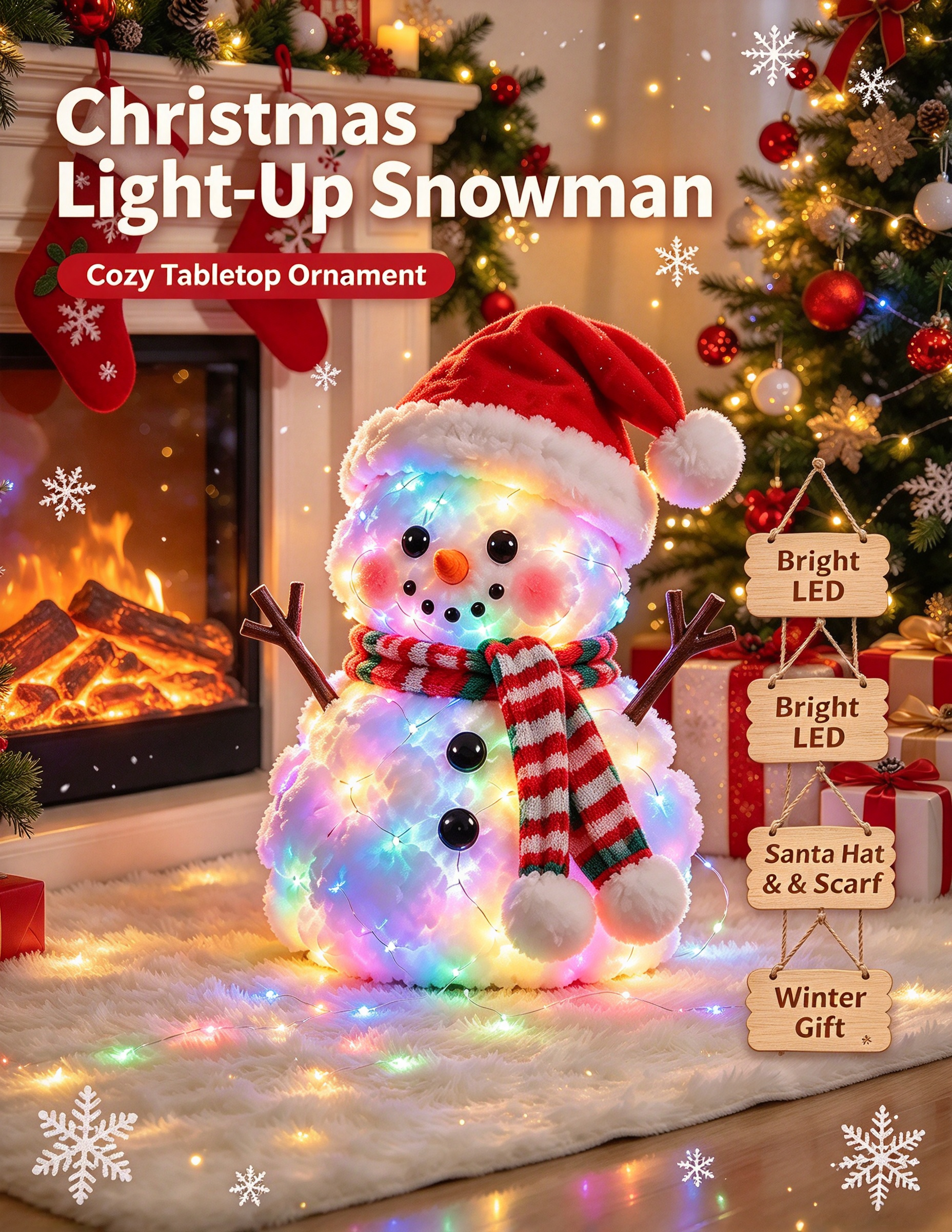 Snowman Glow light-up Christmas plush decoration