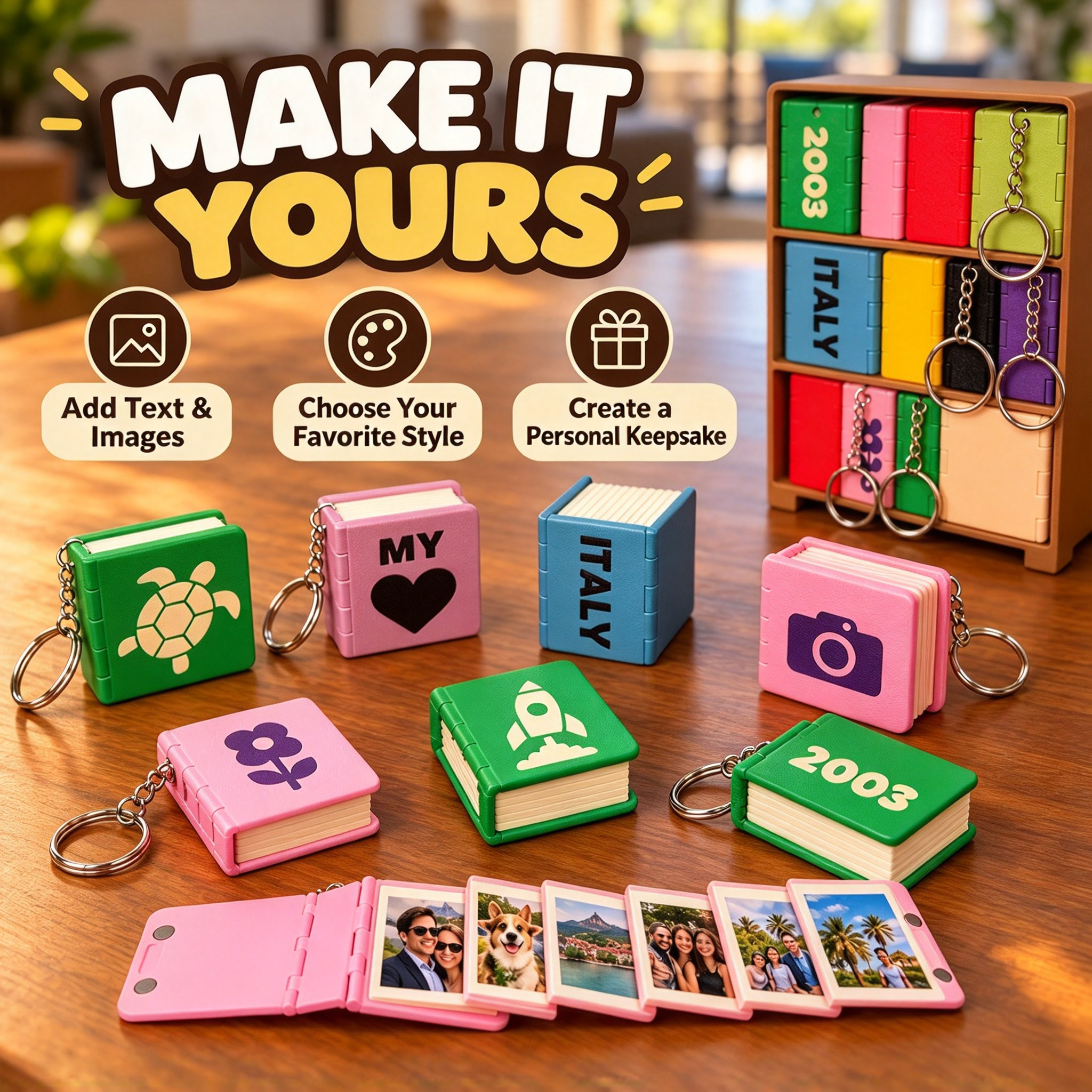 🔥 LAST DAY 49% OFF 🔥 KEY BOOK - Custom Mini Photo Book Keychain | Personalized Gift 📖🔑